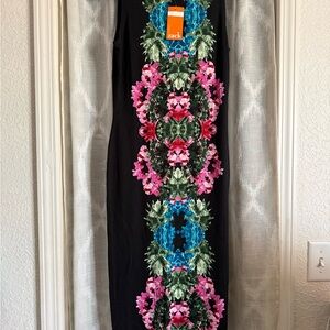 Zack Black Dress with Floral Pattern